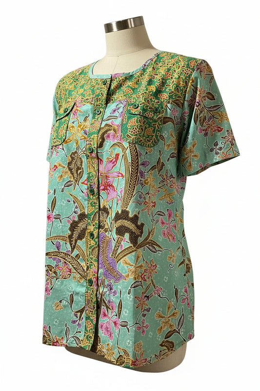 Ladies Batik Top LBT-FS-GREEN-I1006