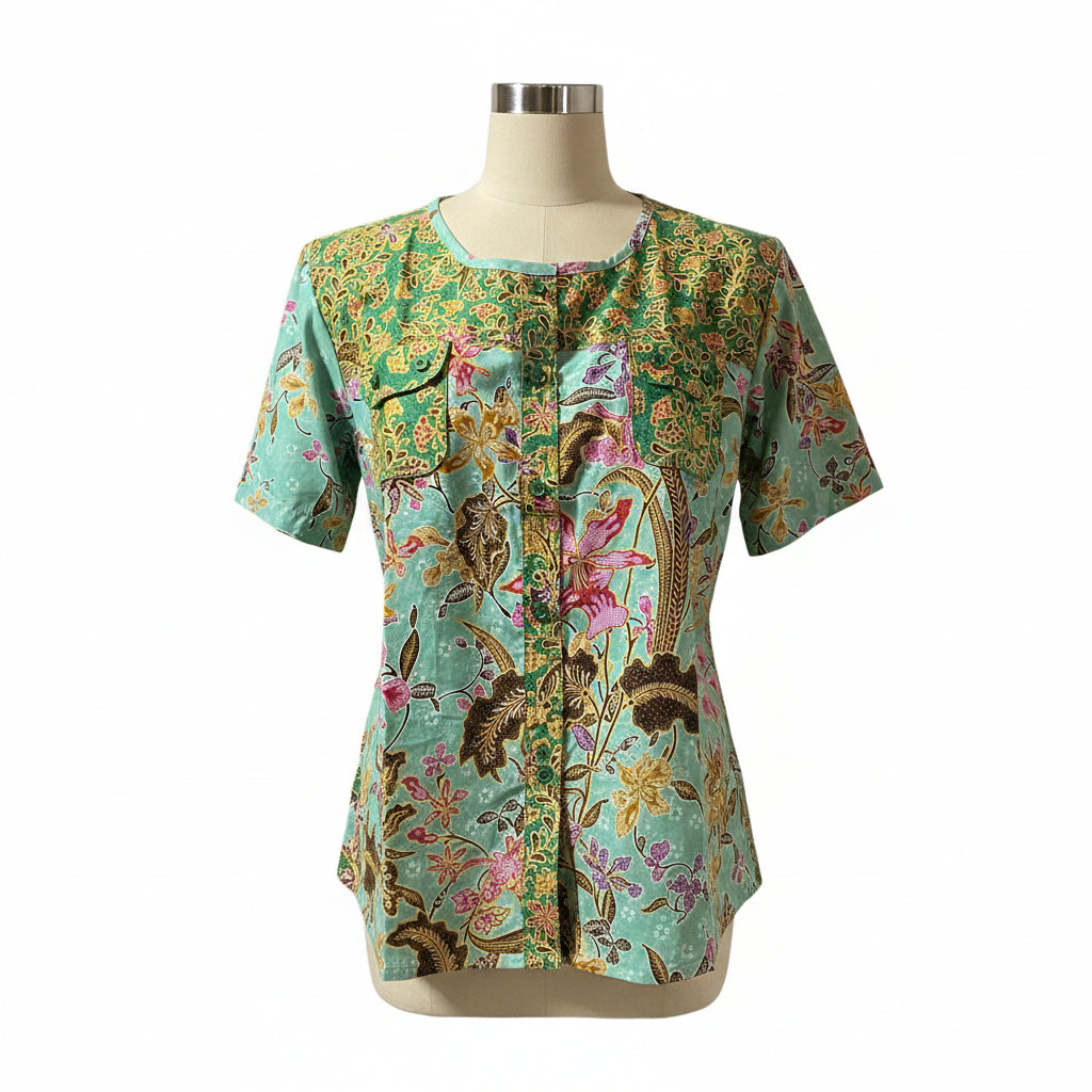 Ladies Batik Top LBT-FS-GREEN-I1005