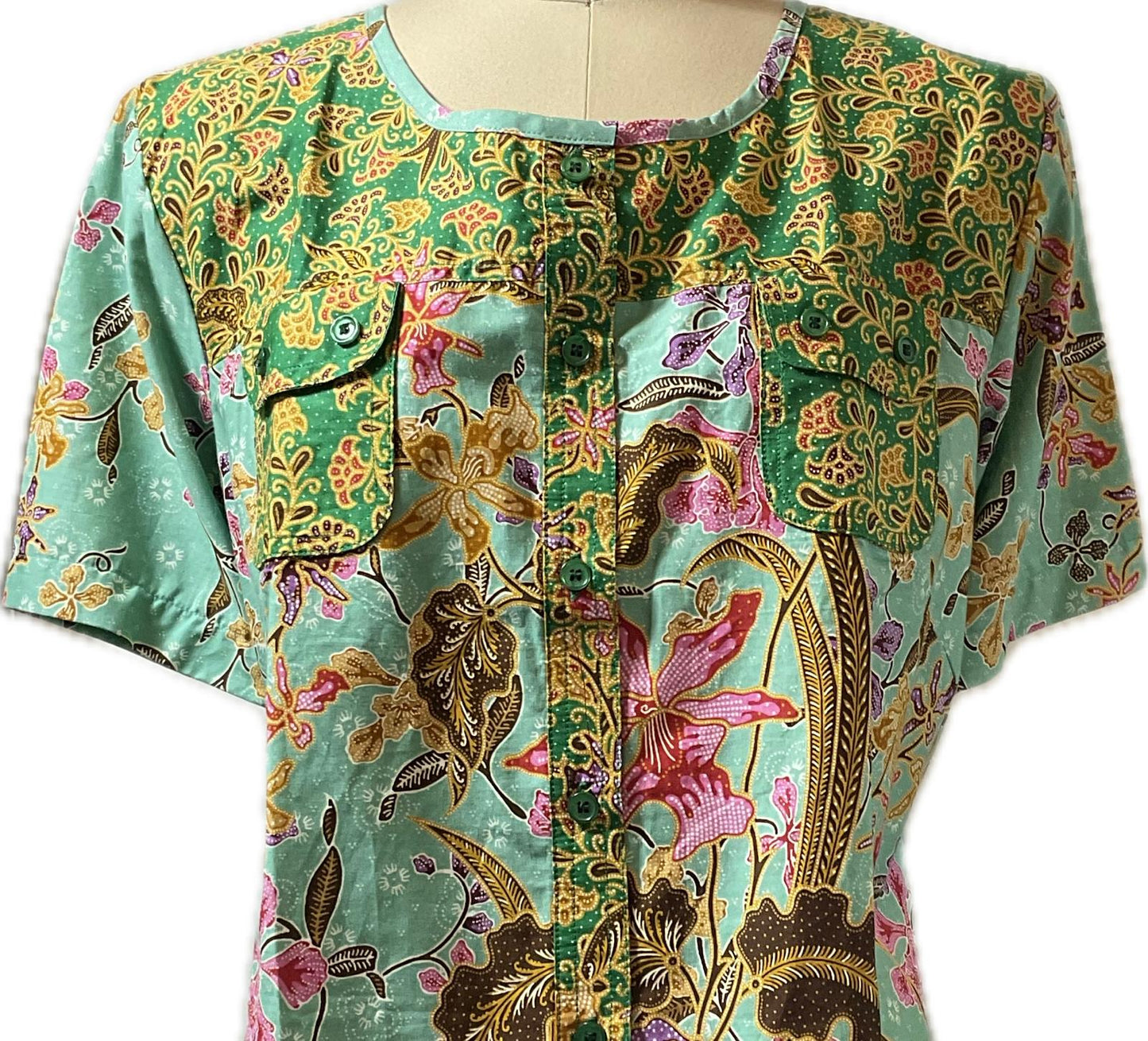 Ladies Batik Top LBT-FS-GREEN-I1009