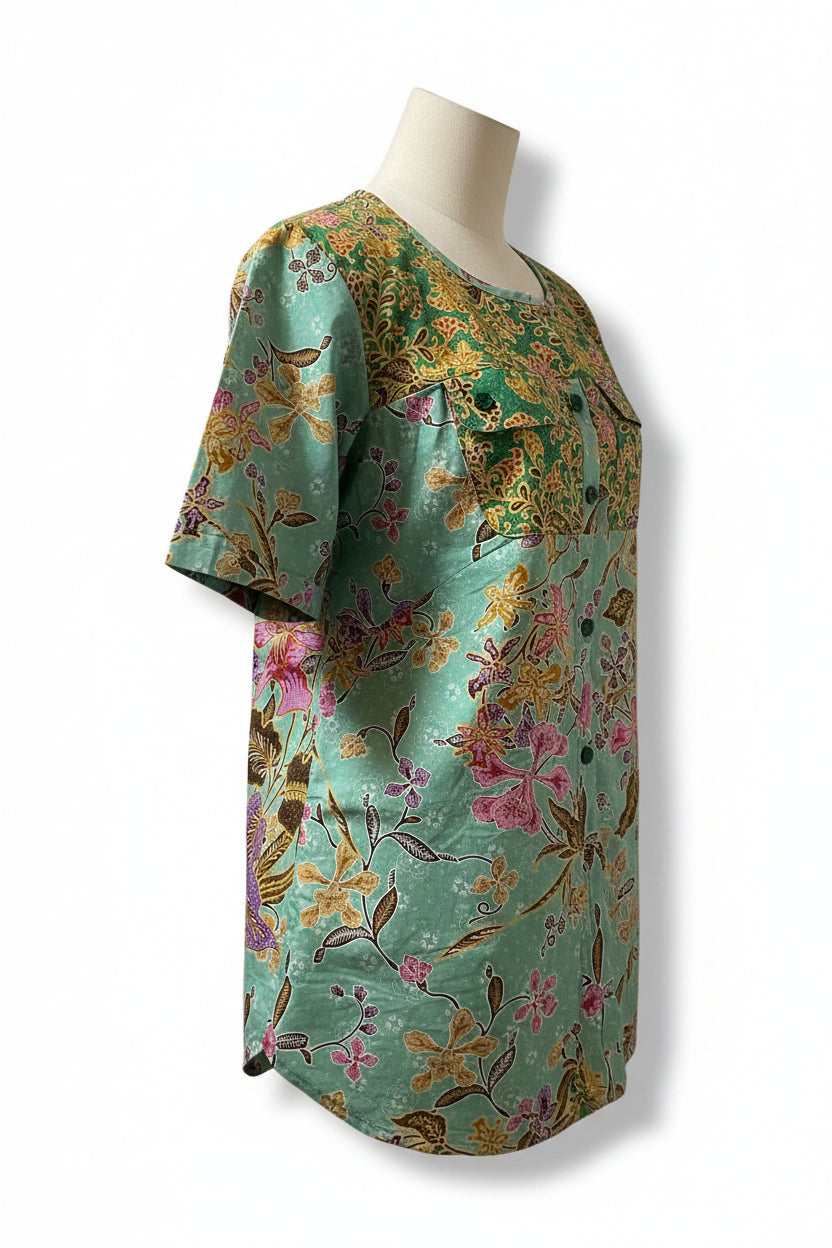 Ladies Batik Top LBT-FS-GREEN-I1005