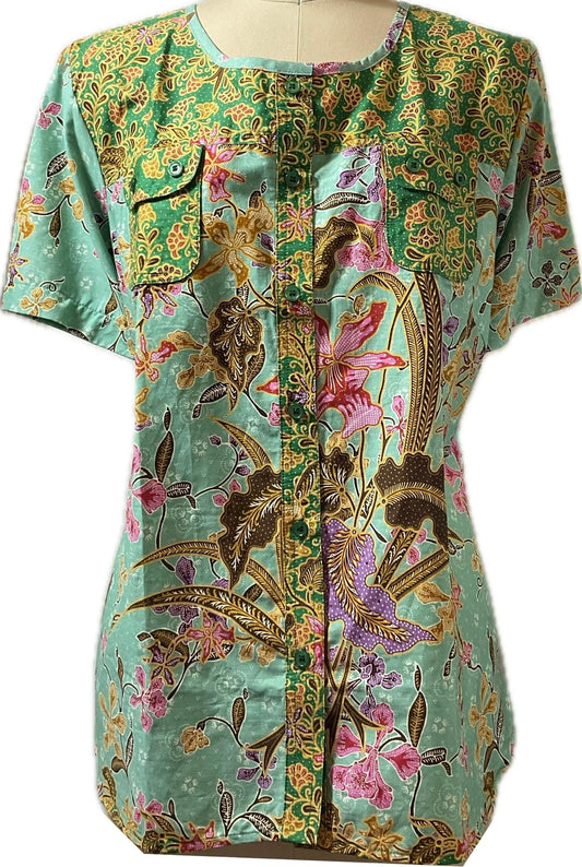 Ladies Batik Top LBT-FS-GREEN-I1009