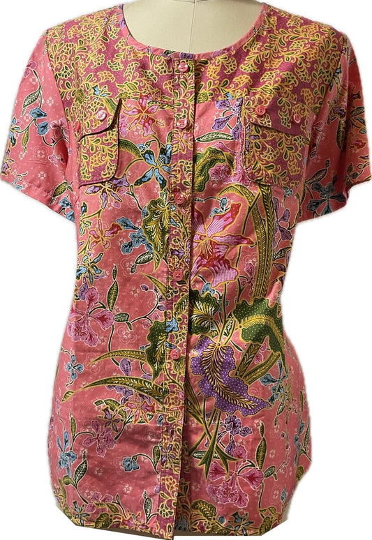 Ladies Batik Top LBT-FS-PINK-I1008