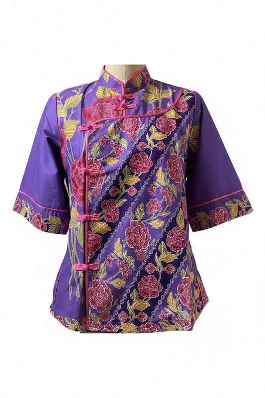 Ladies Batik Top LBT-M-PURPLE-J11005