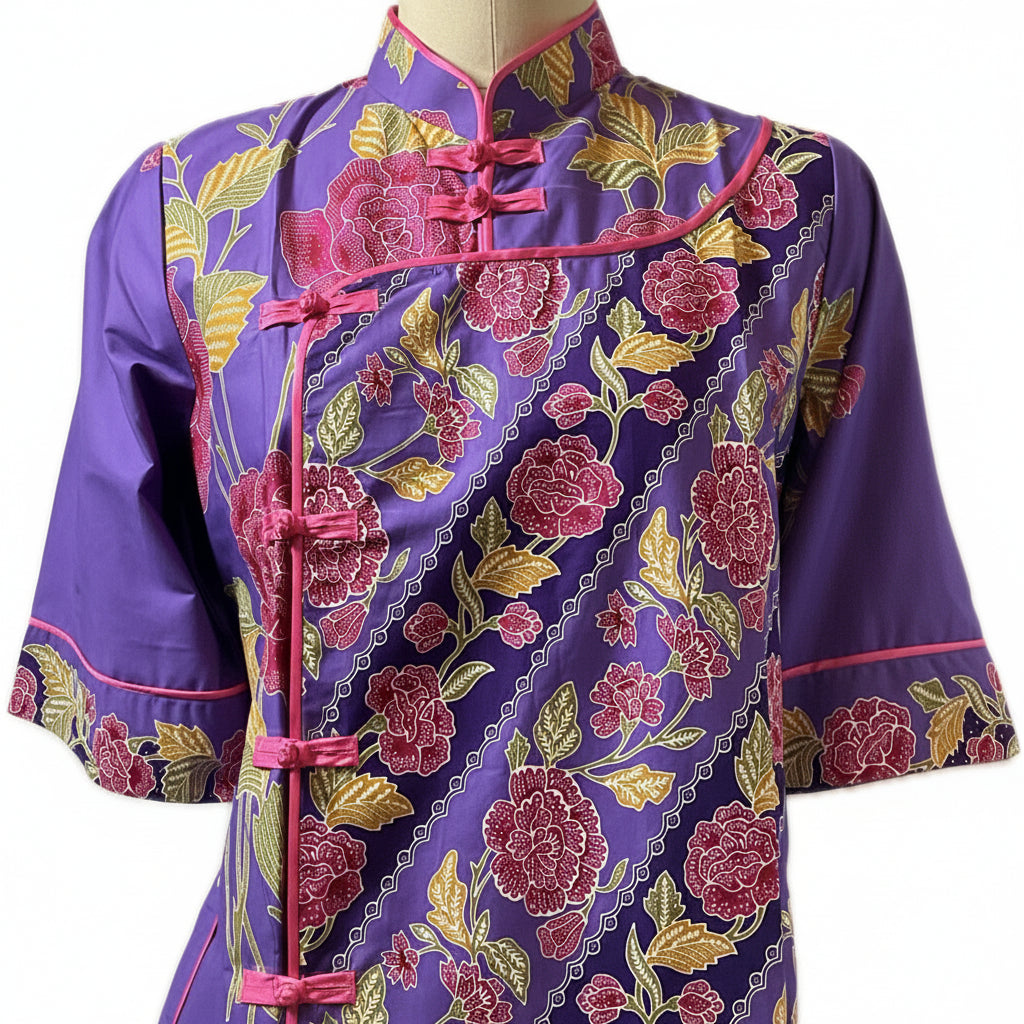 Ladies Batik Top LBT-M-PURPLE-J11005