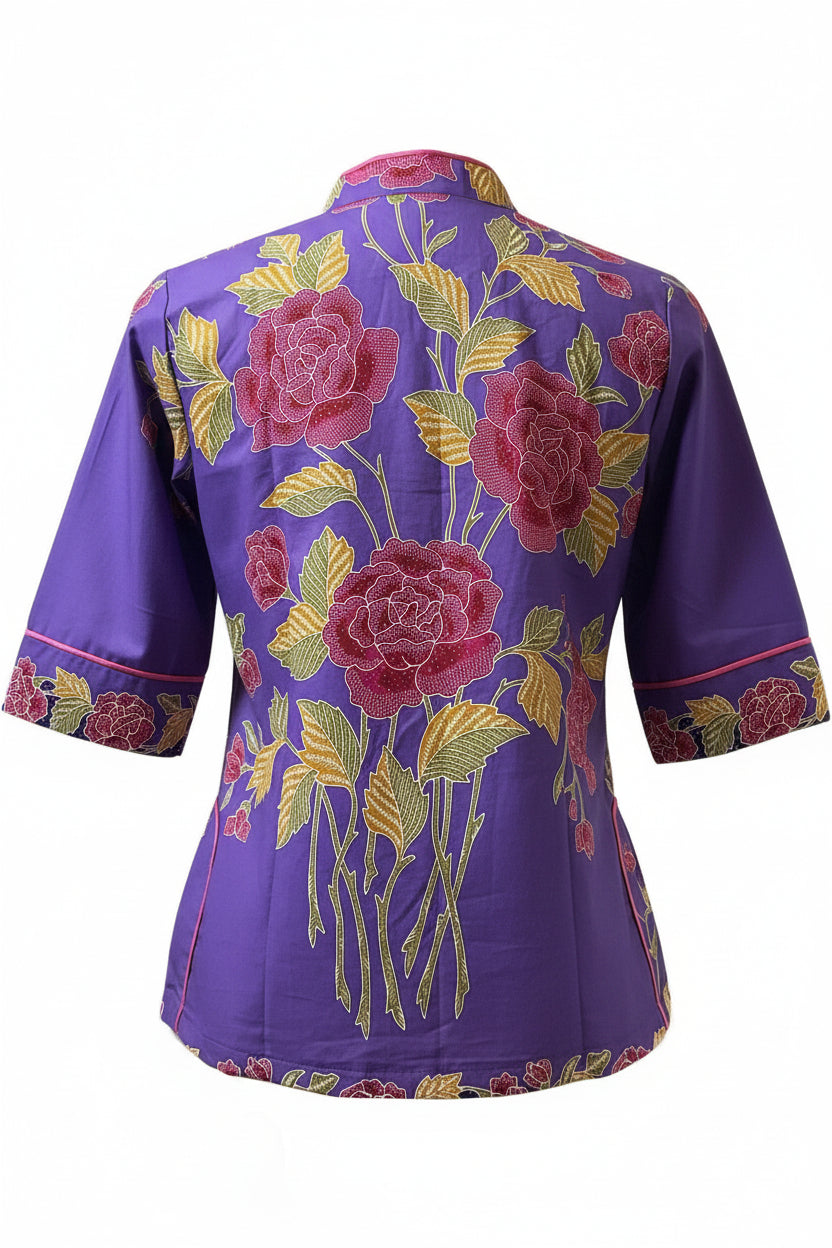 Ladies Batik Top LBT-M-PURPLE-J11005