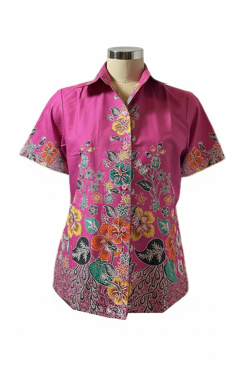 Ladies Batik Top LBT-M-PINK-K11002
