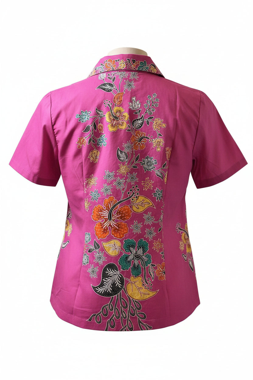 Ladies Batik Top LBT-M-PINK-K11002
