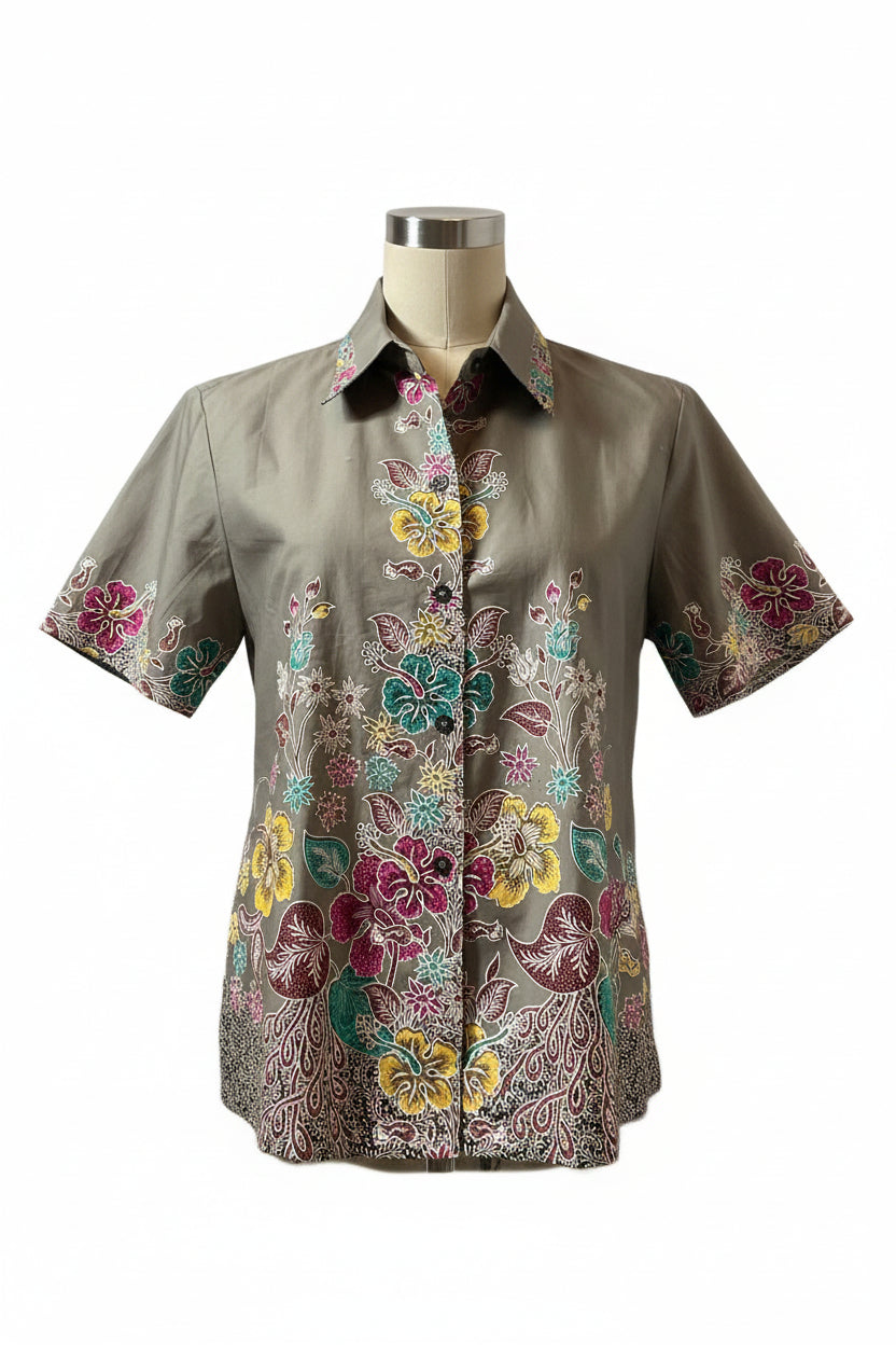 Ladies Batik Top LBT-XL-GREY-K1111002