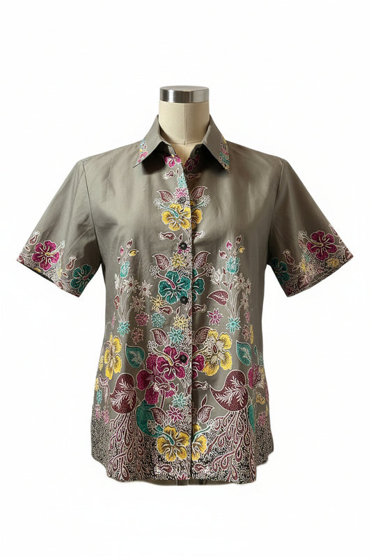 Ladies Batik Top LBT-XL-GREY-K1111002
