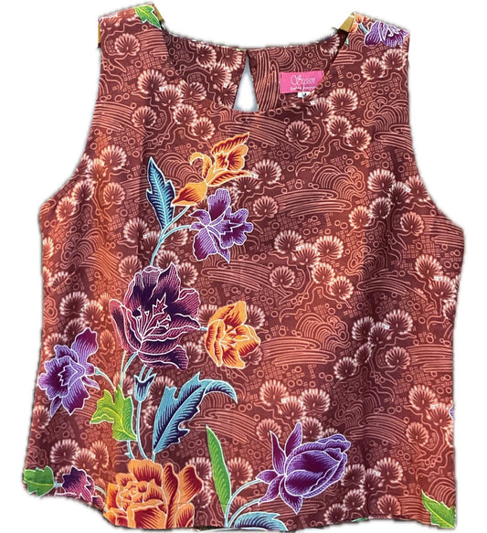 Ladies Batik Top LBT-M-BROWN-L11006