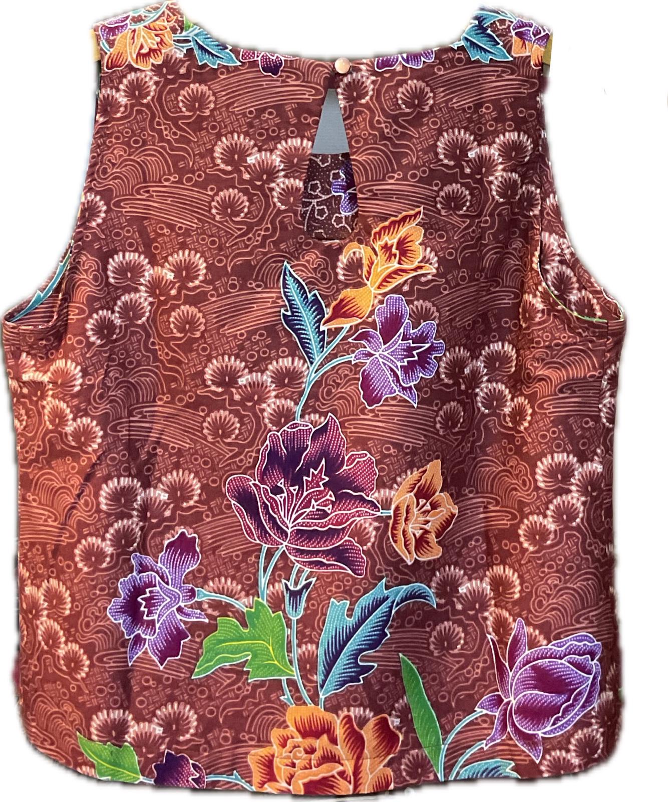Ladies Batik Top LBT-M-BROWN-L11006