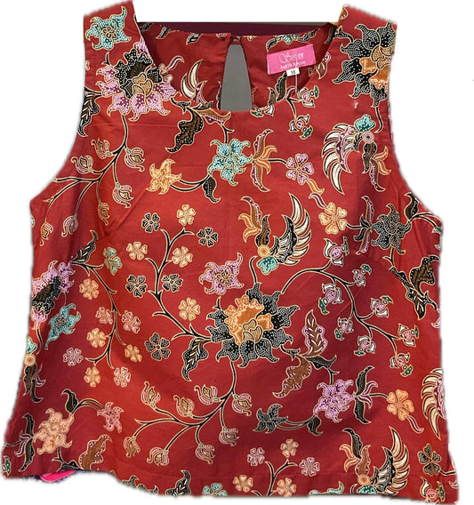 Ladies Batik Top LBT-M-MAROON-L11008