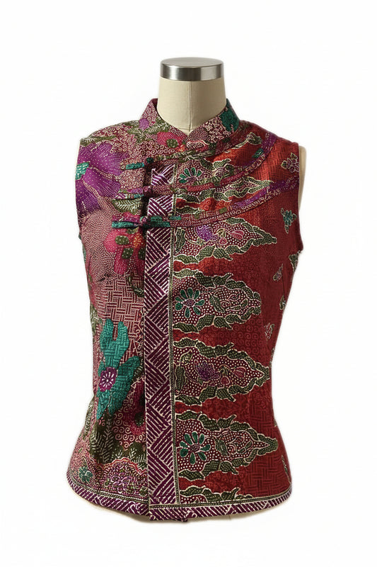 Ladies Batik Top LBT-M-RED-O11001
