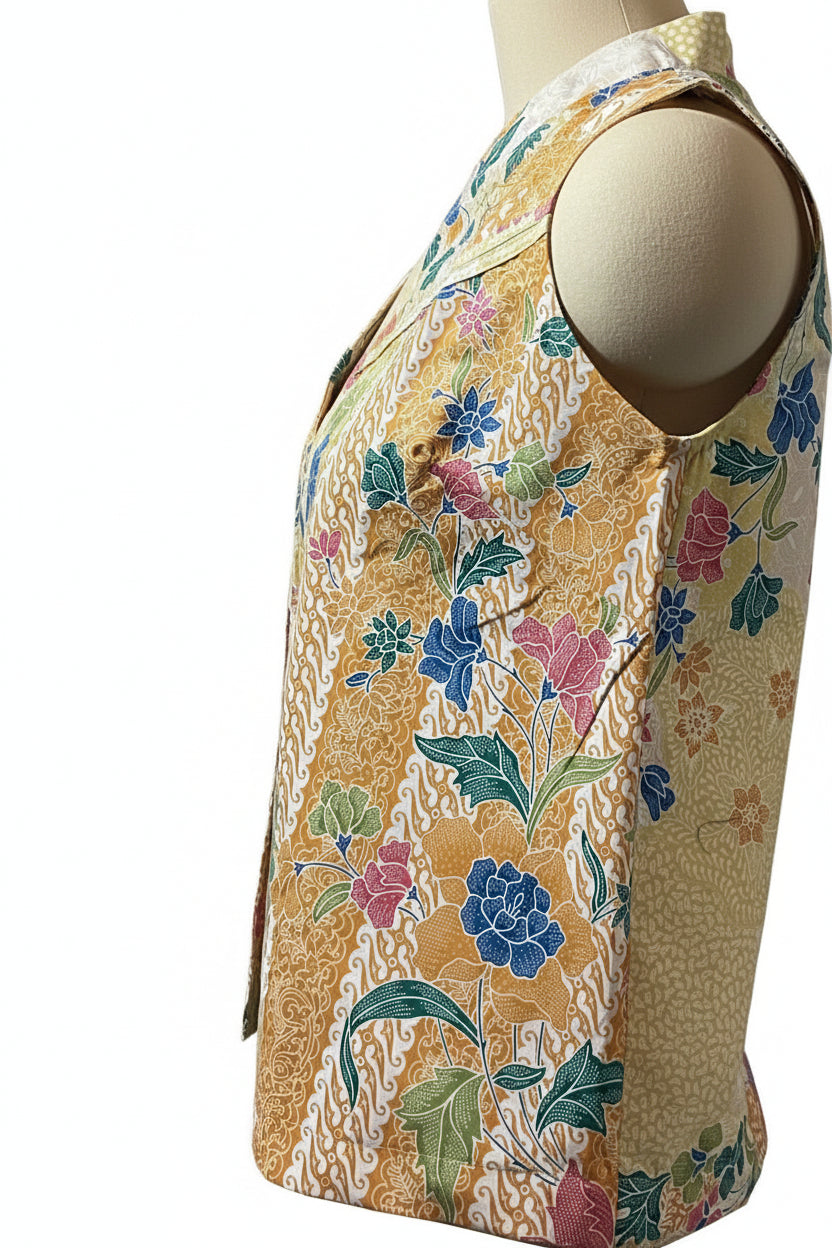 Ladies Batik Top LBT-S-YELLOW-O1002