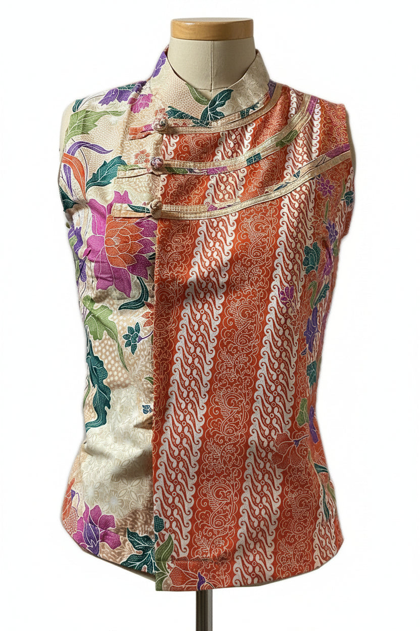 Ladies Batik Top LBT-S-ORANGE-O1003