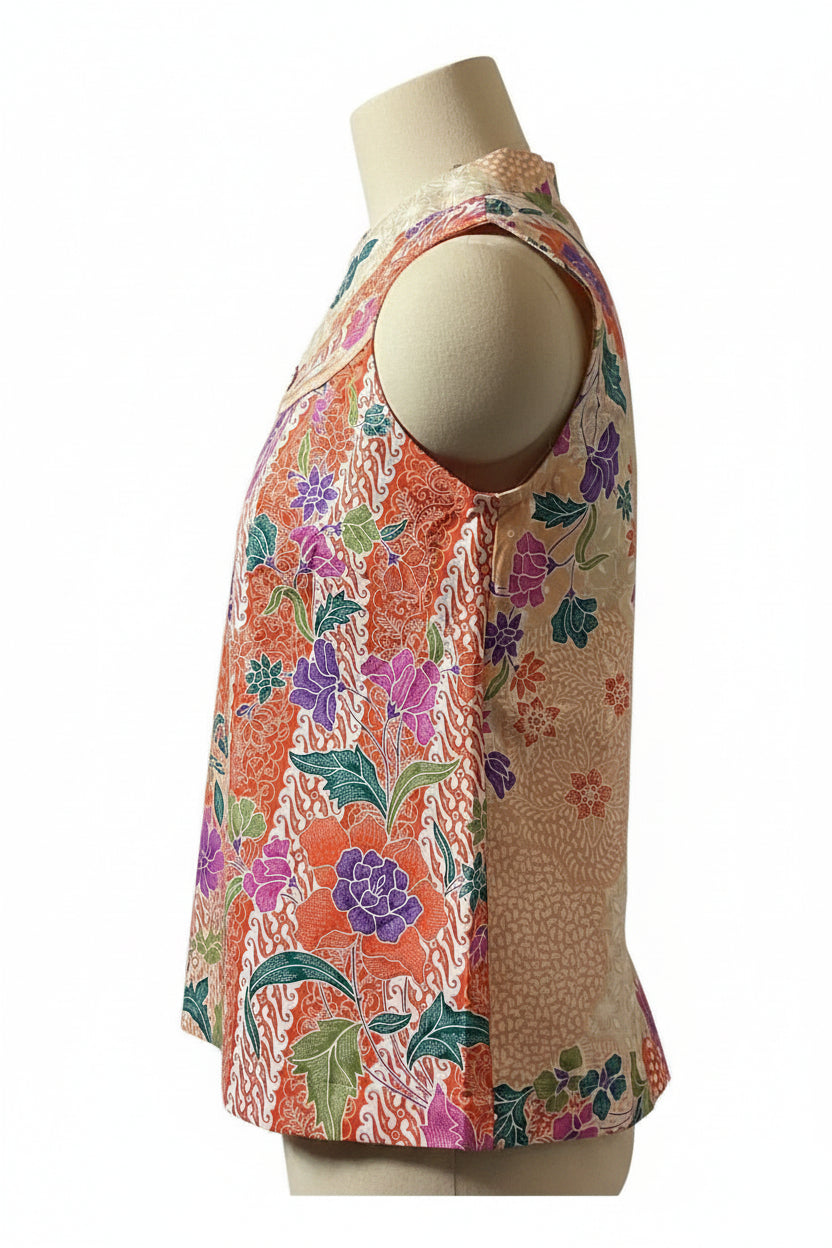 Ladies Batik Top LBT-S-ORANGE-O1003