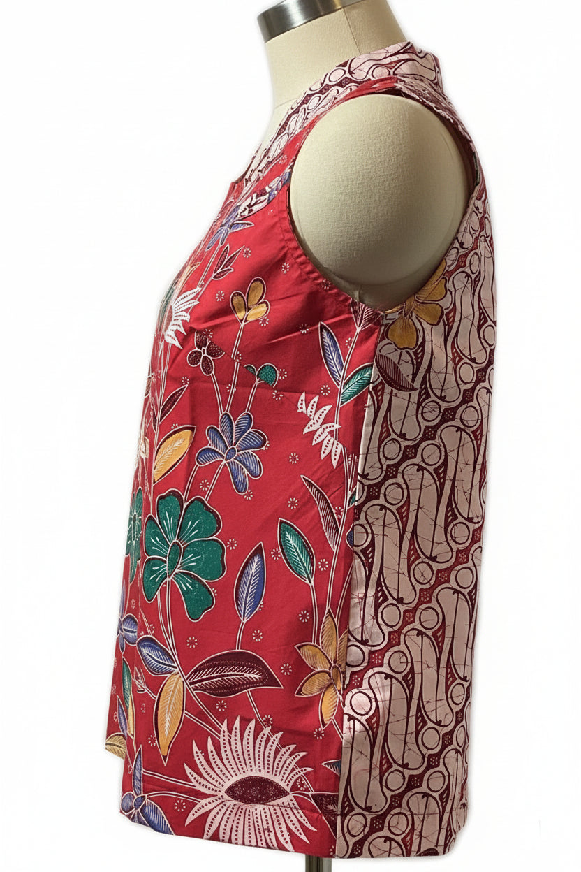 Ladies Batik Top LBT-S-RED-O1006