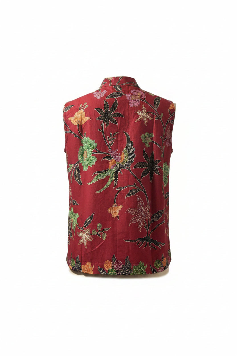 Ladies Batik Top LBT-M-MAROON-O11002