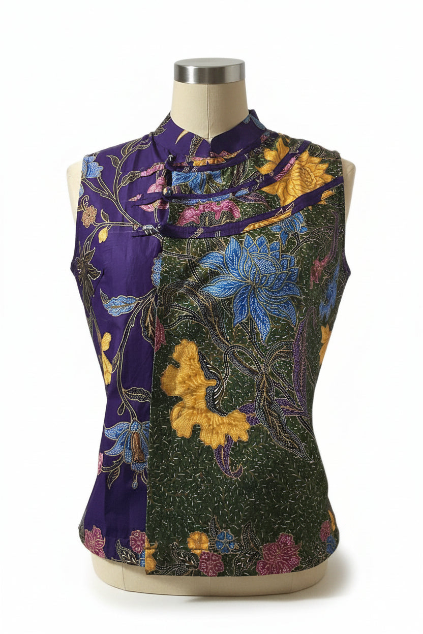 Ladies Batik Top LBT-M-PURPLE-O11003