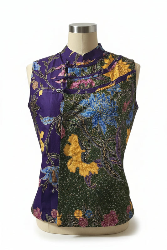 Ladies Batik Top LBT-M-PURPLE-O11003