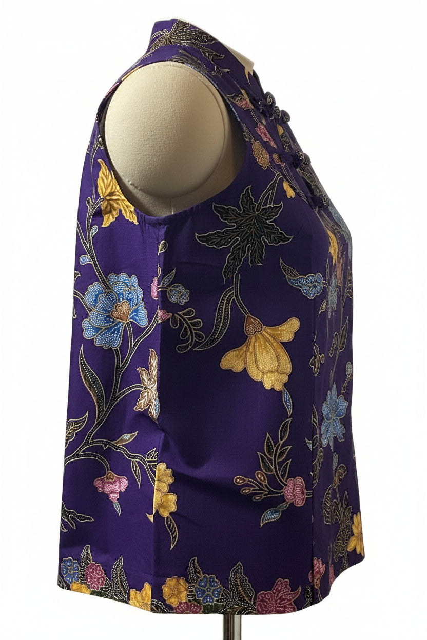 Ladies Batik Top LBT-M-PURPLE-O11003