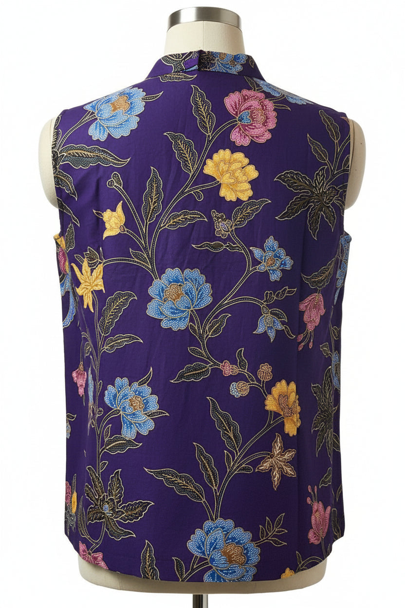 Ladies Batik Top LBT-M-PURPLE-O11003