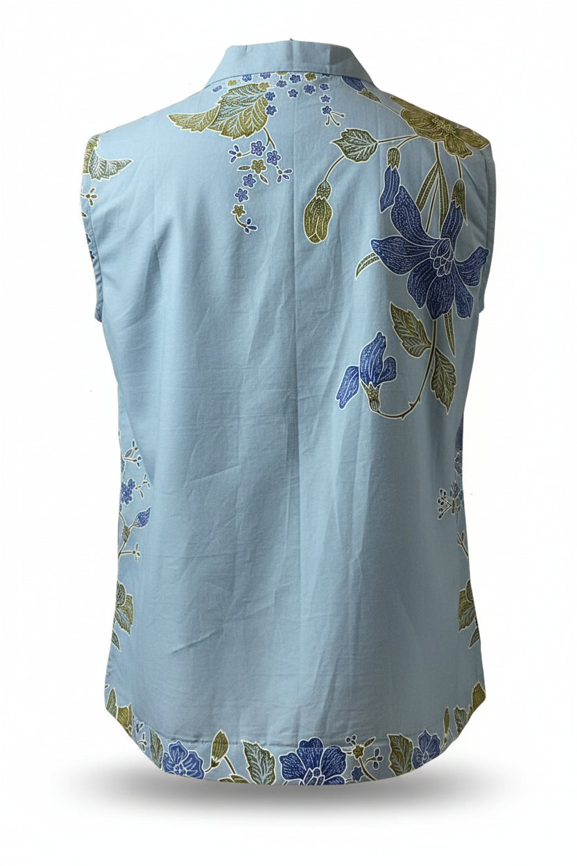 Ladies Batik Top LBT-S-BLUE-O1007