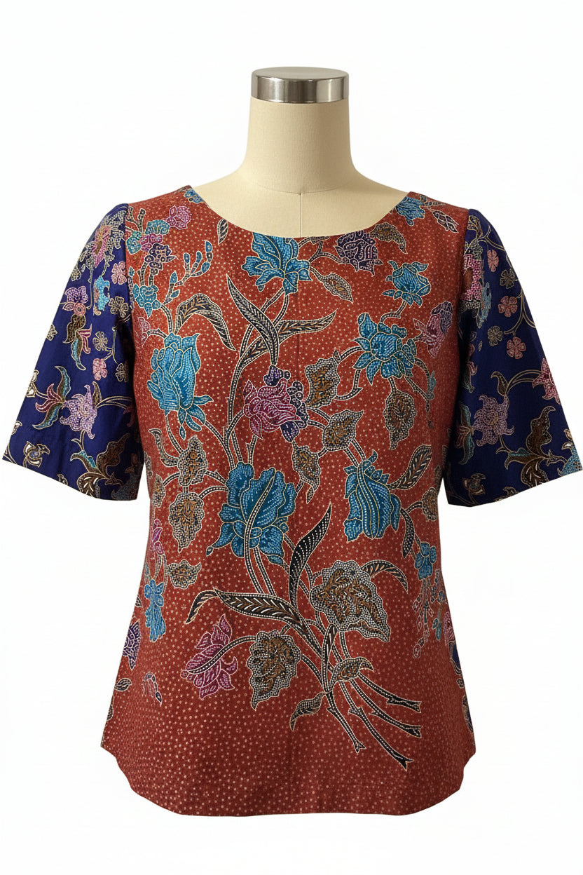 Ladies Batik Top LBT-M-BLUE-Q11001