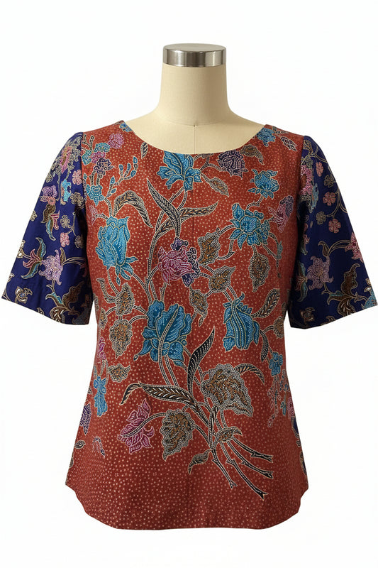 Ladies Batik Top LBT-M-BLUE-Q11001