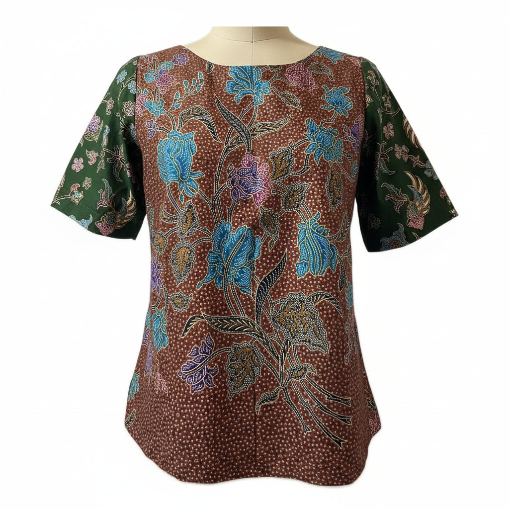 Ladies Batik Top LBT-M-GREEN-Q11002