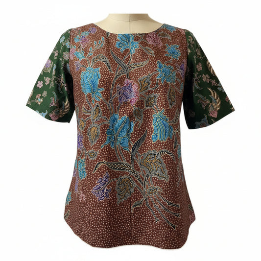 Ladies Batik Top LBT-M-GREEN-Q11002