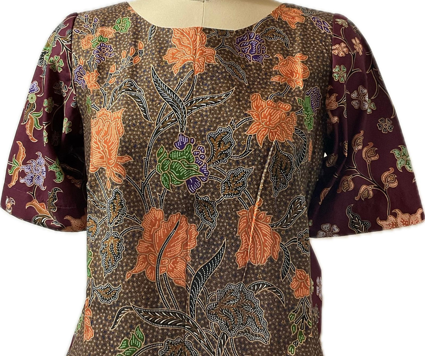 Ladies Batik Top LBT-M-MAROON-Q11004