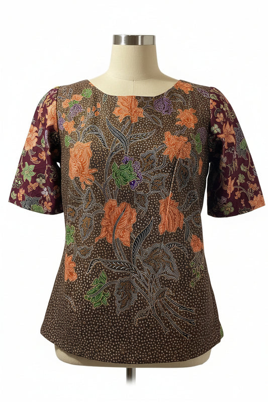 Ladies Batik Top LBT-M-MAROON-Q11004