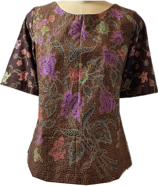 Ladies Batik Top LBT-L-BROWN-Q111001