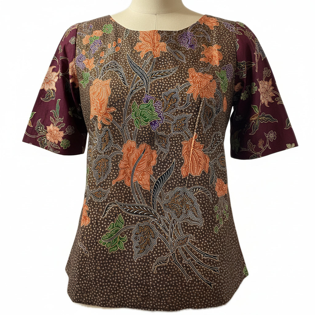 Ladies Batik Top LBT-L-MAROON-Q111003