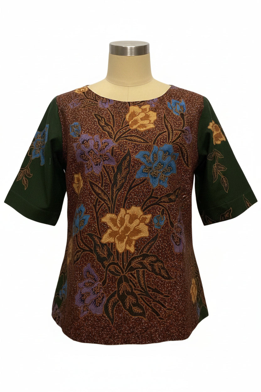 Ladies Batik Top LBT-XL-GREEN-Q1111003