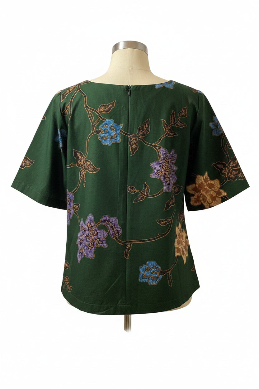 Ladies Batik Top LBT-XL-GREEN-Q1111003