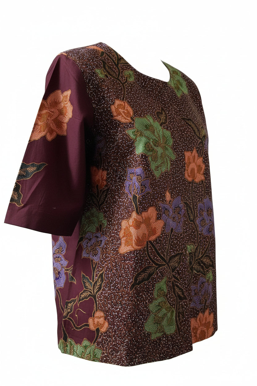 Ladies Batik Top LBT-XXL-MAROON-Q11111001