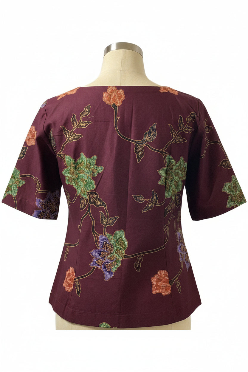 Ladies Batik Top LBT-XXL-MAROON-Q11111001