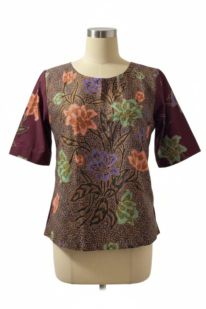 Ladies Batik Top LBT-XXL-MAROON-Q11111001