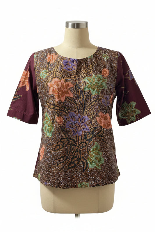 Ladies Batik Top LBT-XXL-MAROON-Q11111001