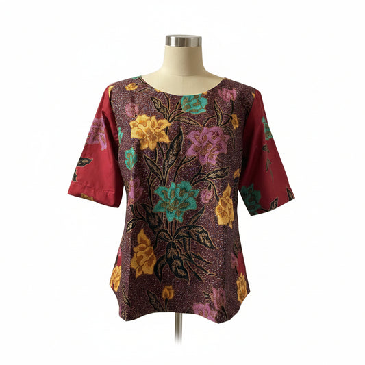 Ladies Batik Top LBT-XXL-MAROON-Q11111003