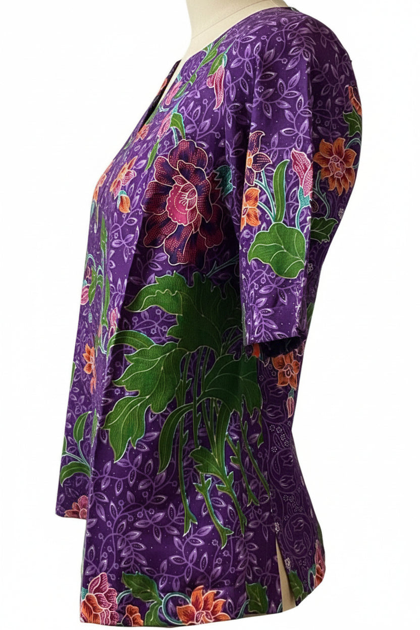 Ladies Batik Top LBT-S-PURPLE-S1002