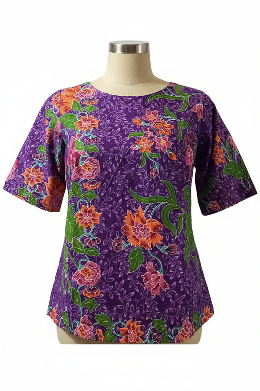 Ladies Batik Top LBT-S-PURPLE-S1002