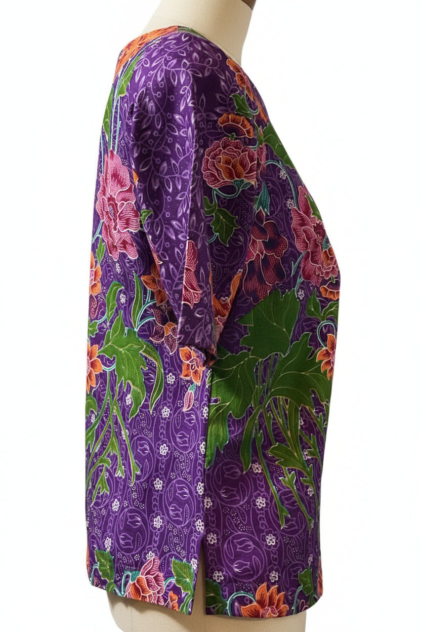 Ladies Batik Top LBT-S-PURPLE-S1002