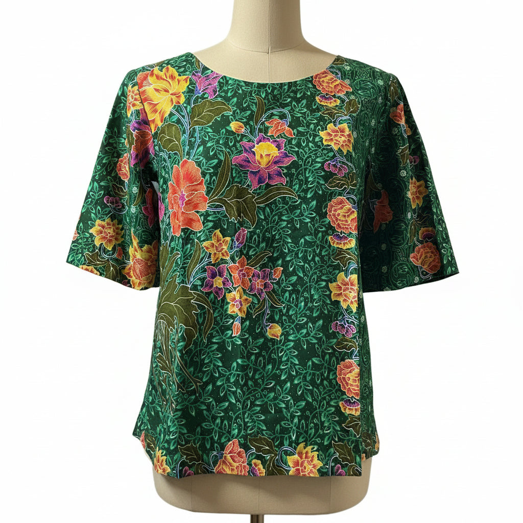 Ladies Batik Top LBT-S-GREEN-S1003