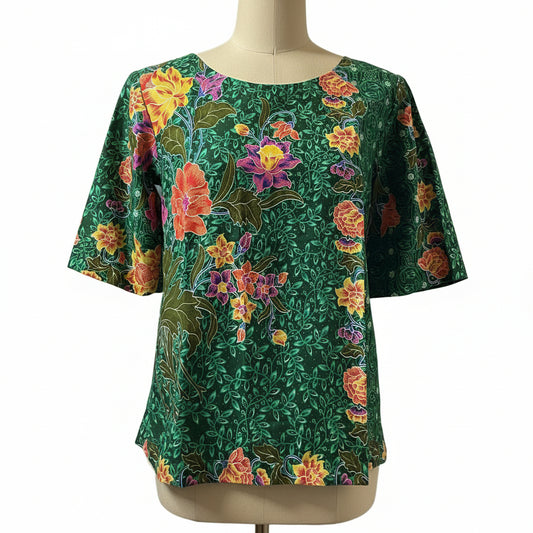 Ladies Batik Top LBT-S-GREEN-S1003