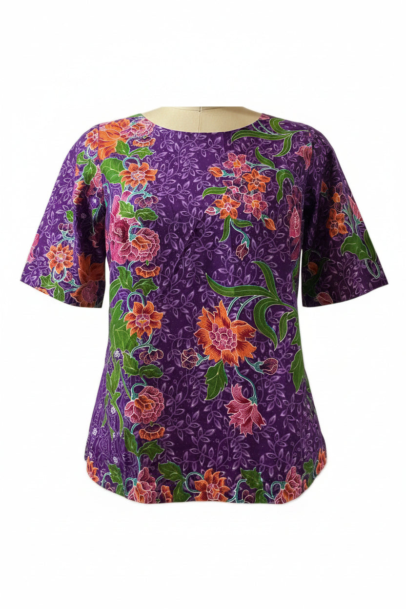 Ladies Batik Top LBT-M-PURPLE-S11001