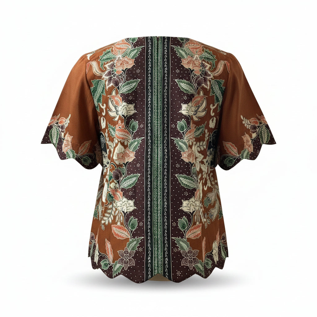 Ladies Batik Top LBT-M-BROWN-T11001