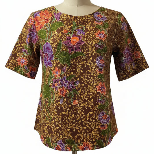 Ladies Batik Top LBT-XL-BROWN-S1111002